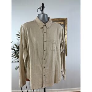J.CREW Shirt Men's L Beige Solid Chest Pocket Brushed Twill Smart Minimalist